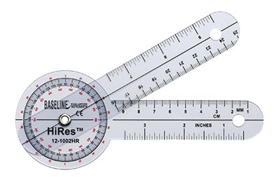 Baseline HiRes 360 degree clear plastic goniometer, 6 inches